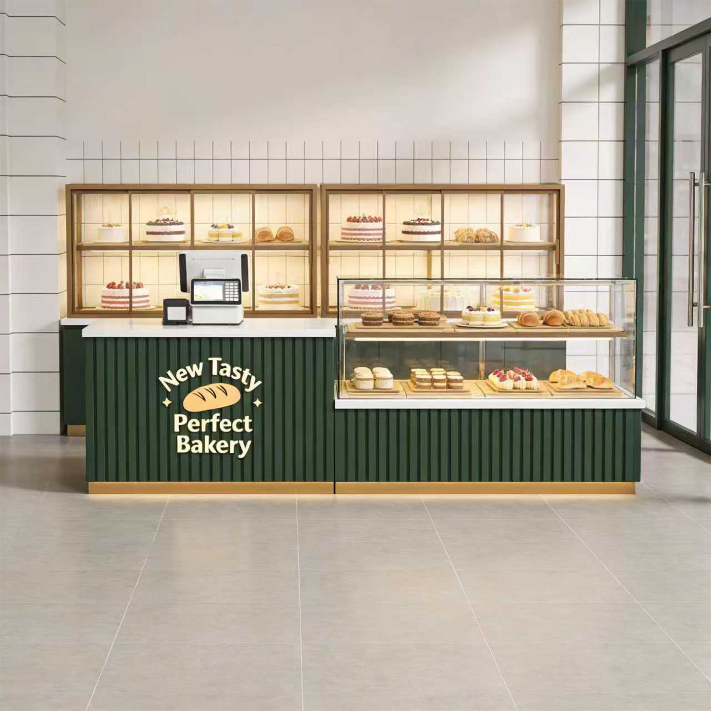 室内铁艺糕点面包展示柜咖啡店吧台蛋糕甜品店台桌柜台展示柜定制