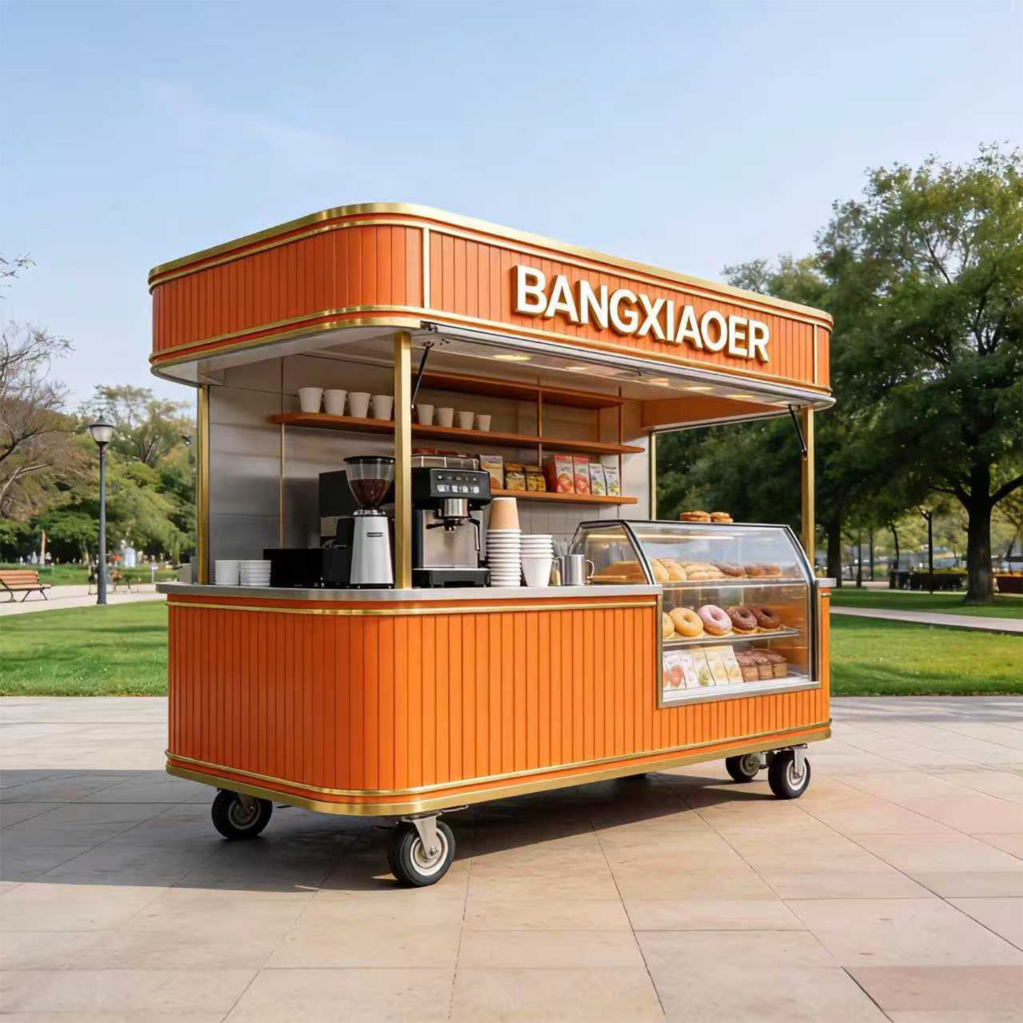 户外铁艺可移动咖啡售卖车商用多层展示促销车带轮流动小吃摊定制,商业/办公家具,促销架/促销车/摊位架,淘宝优惠券,粉丝福利购,淘宝优惠卷