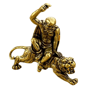 黄铜十八罗汉佛像降龙伏虎罗汉整套摆件中式招财创意桌面工艺礼品