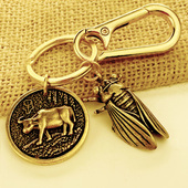 纯铜十二生肖一鸣惊人钥匙扣创意个性 金蝉知了保平安招财转运挂件