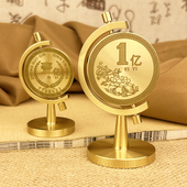 小目标黄铜摆件一个亿时来运转黄铜旋转我需要一个亿桌面转转摆件
