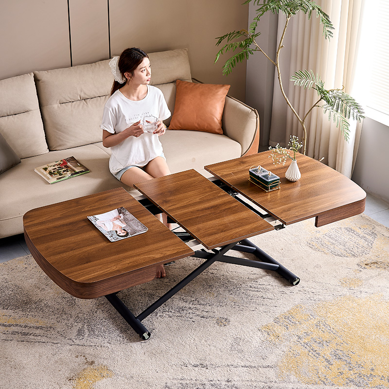 伸缩可移动升降茶几餐桌两用二合一小户型一体式折叠客厅家用饭桌