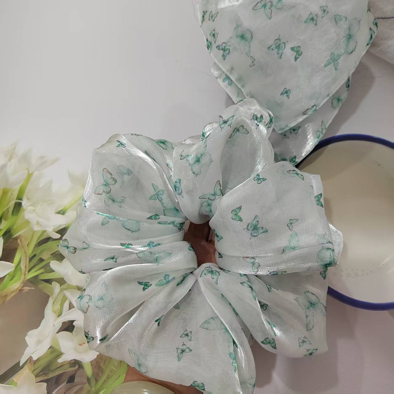 韩式春夏碎花猪大肠发圈高级感头绳扎马尾皮筋发绳发饰批发