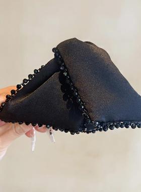 气质网红珠珠抓夹女2025新款法式高级感后脑勺发夹黑色发卡鲨鱼夹