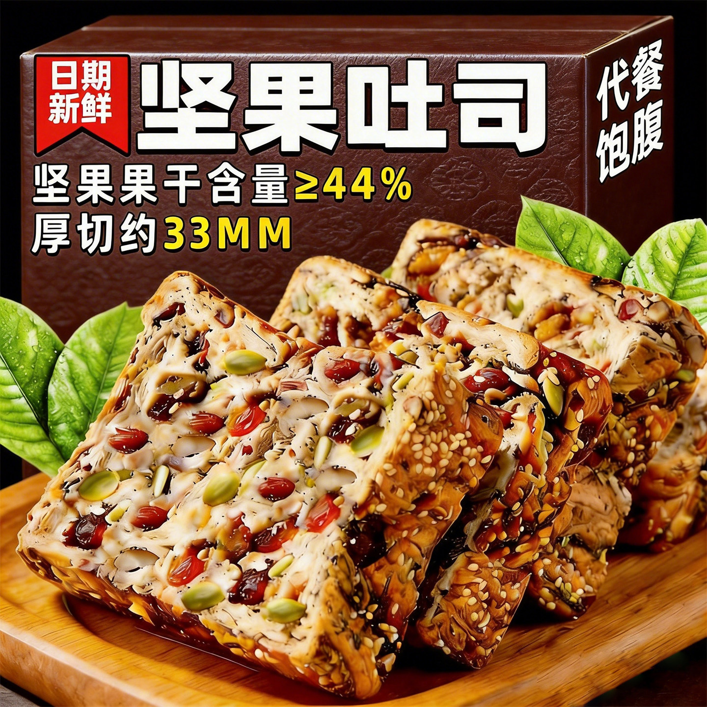 全麦坚果厚切吐司千层面包切片手撕0无蔗糖o代餐早餐整箱饱腹营养
