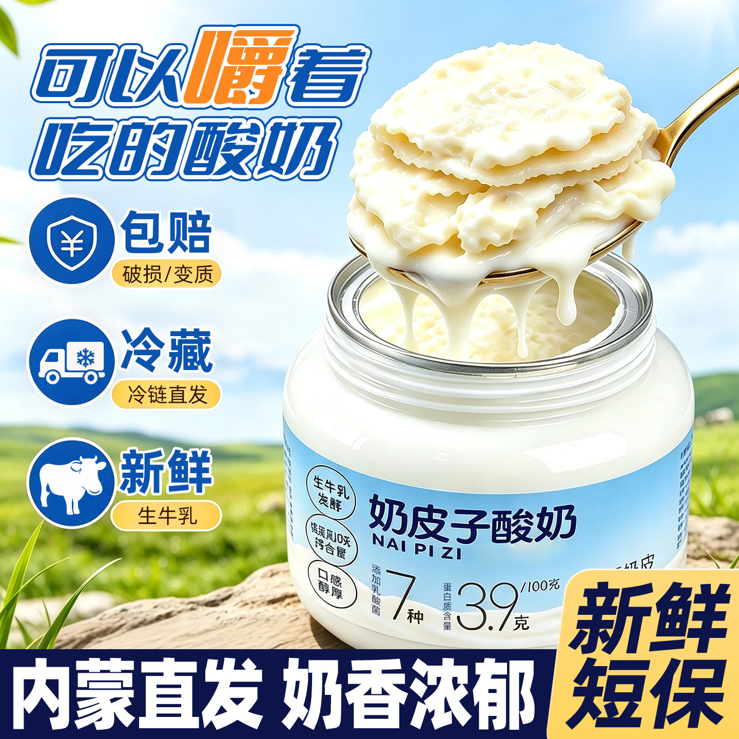 内蒙古奶皮子草原酸奶特产低温酸奶制品非干噎酸奶早餐零食旗舰店