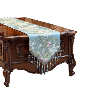 好似春日的生机盎然 浮雕美式清新茶几桌旗 风影竹韵 密莉娅