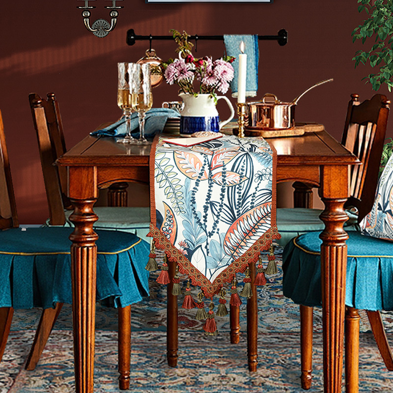 桌旗美式茶几电视柜北洋花园餐桌桌布长条旗布高端奢华复古密莉娅