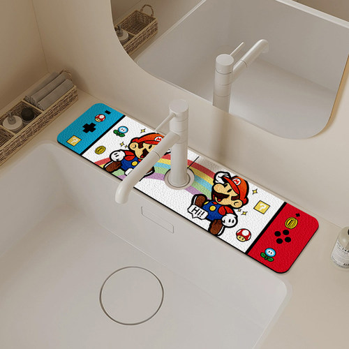 厨房水龙头垫马里奥吸水垫洗手台水池沥水垫防溅水浴室厕所台面垫