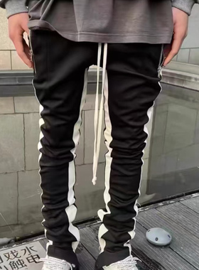 明亮叔出品5th第五季主线拼接校裤高街限定款堆积感长裤男女款