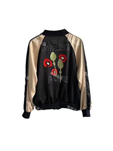 亮叔出品ERD忧郁 丝绸外套高街 富二代芙蓉夹克植物花卉刺绣短款