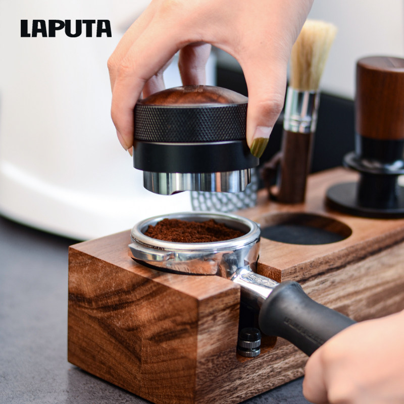 LAPUTA勒顿咖啡布粉器58mm三桨实木压粉器意式咖啡机不锈钢压粉锤