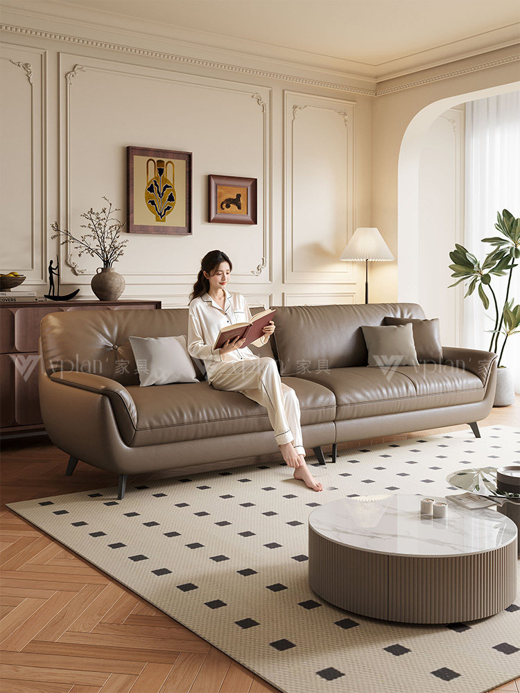 政府补贴真皮沙发客厅皮艺沙发小户型家用客厅2025年新款直排沙发