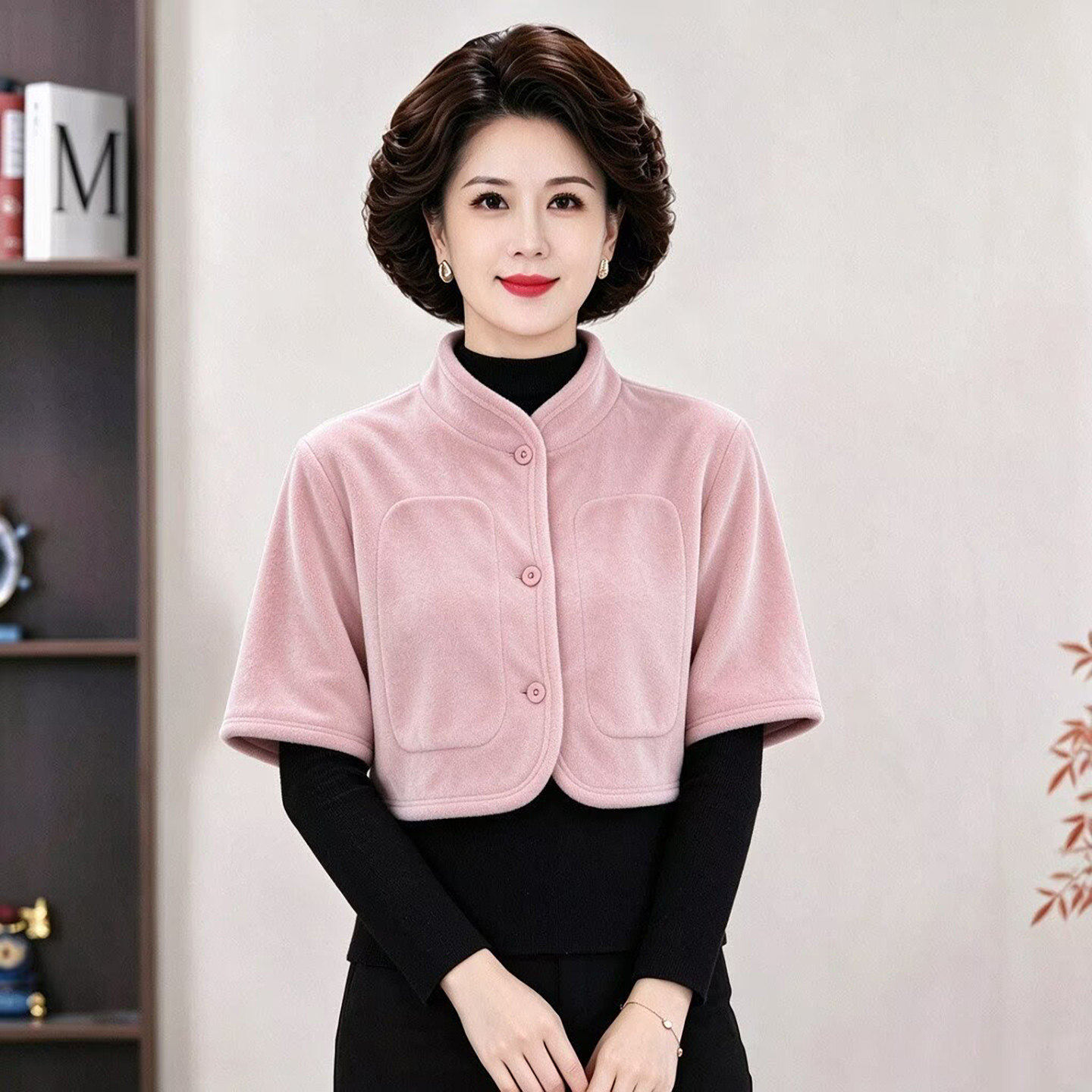 芸菲汇甄选女装2026秋冬新款加绒加厚坎肩女士披肩衣肩颈保暖神a1