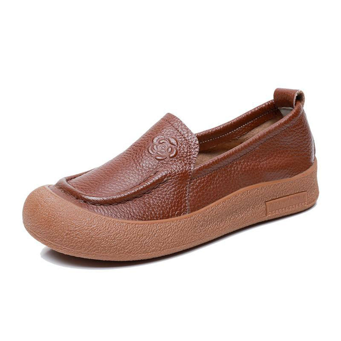 宏嫩牛皮鞋女2026新款厚底豆豆鞋夏季复古小单鞋懒人一脚蹬乐福a9