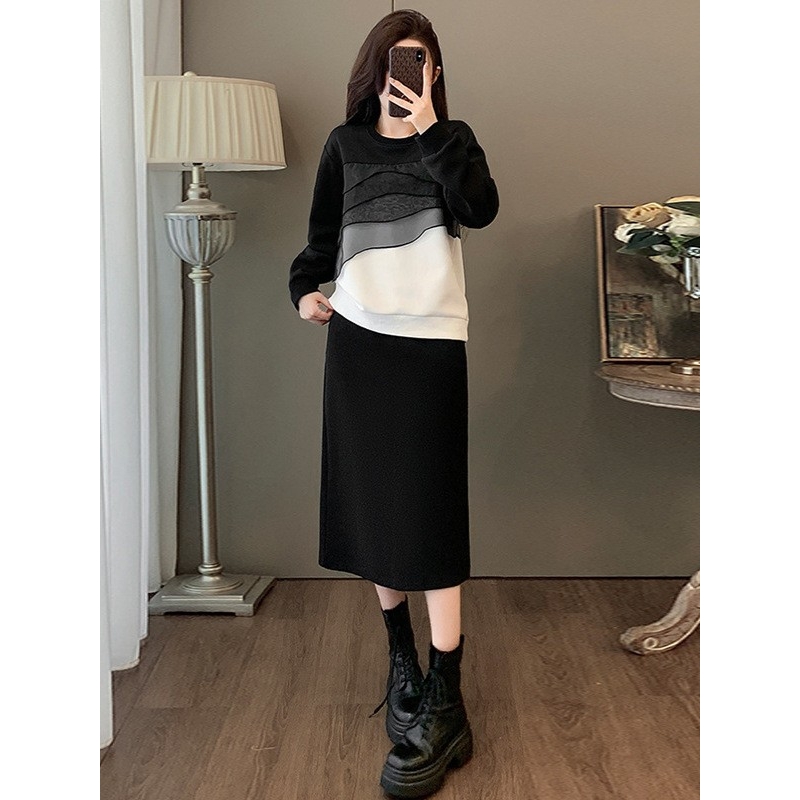 欧货气质休闲运动套裙女2025秋季设计感小众长袖上衣半身裙两件套