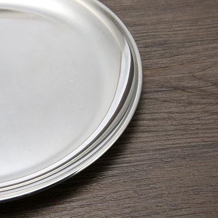 。韩式加厚304不锈钢盘子碟子圆盘烧烤盘烤肉盘圆形菜盘子浅盘子