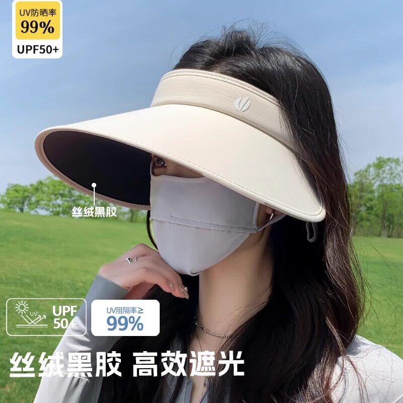 环绕帽女户外防晒丝绒黑胶防紫外线太阳帽大帽檐冰丝空顶遮阳帽