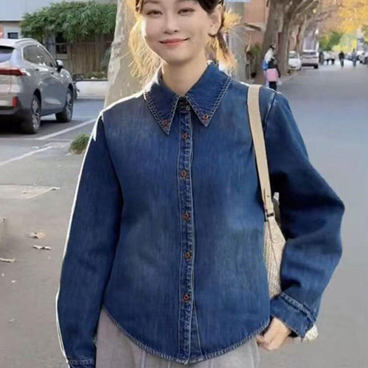 长袖牛仔外套女2025秋冬新款韩版宽松短款加厚保暖上衣流行衬衫,女装/女士精品,短外套,淘宝优惠券,粉丝福利购,淘宝优惠卷