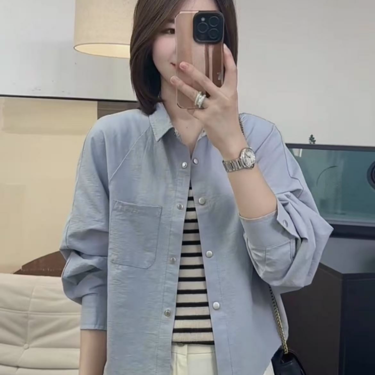 设计感衬衫短款薄款外套女