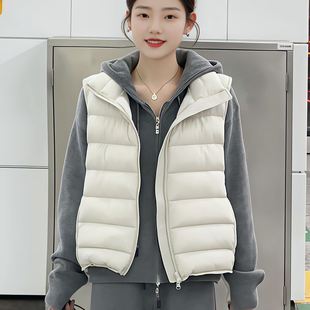 小个子白鸭绒背心外套 休闲短款 立领排骨体闲马甲女2025新款 韩版