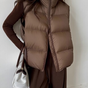 2025新款白鸭绒羽绒服马甲背心女款短款直筒马夹秋冬坎肩外套潮