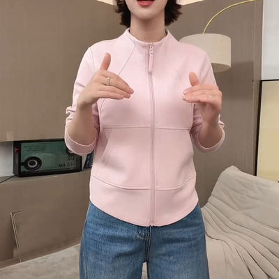 2026春立领显瘦小个子卫衣短外套