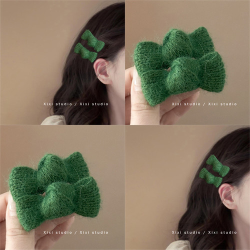毛线蝴蝶结发夹小清新刘海夹