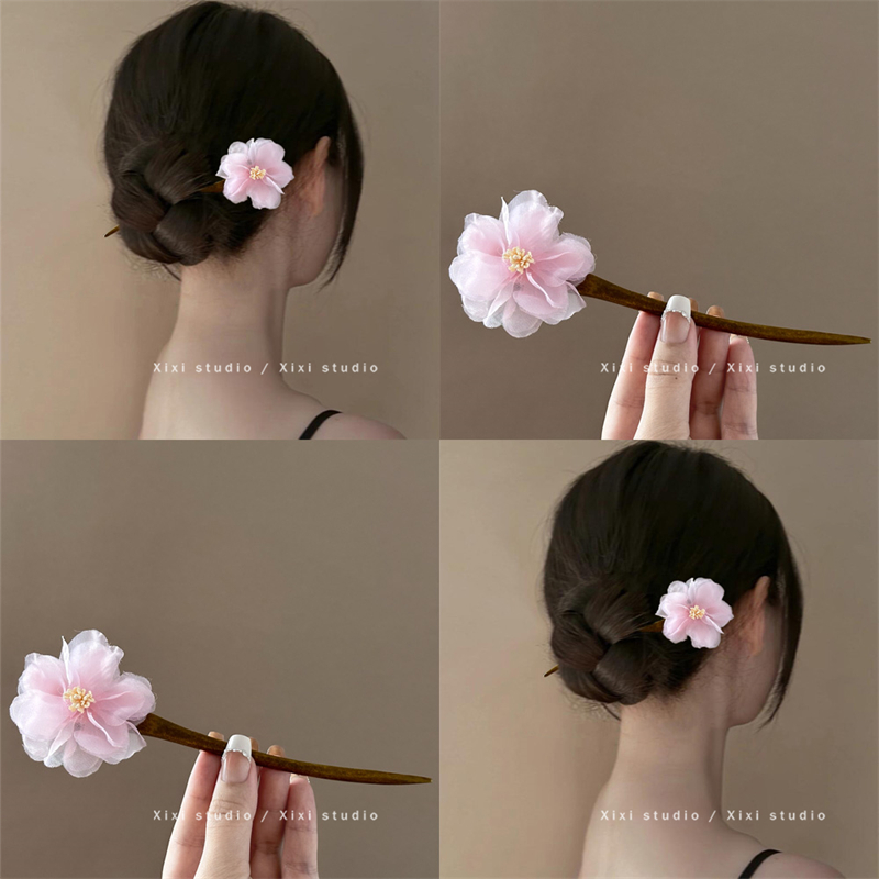 通草花发簪氛围感发钗