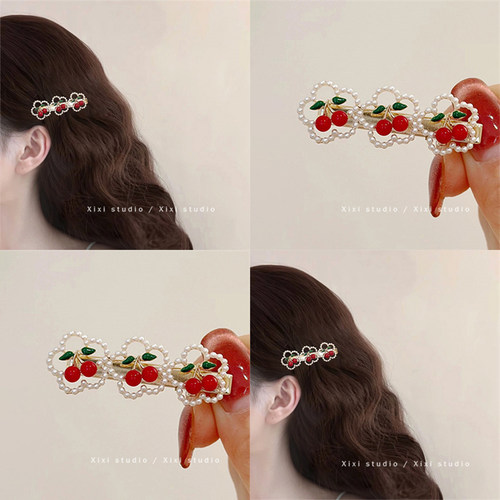 法式樱桃发夹甜美碎发夹