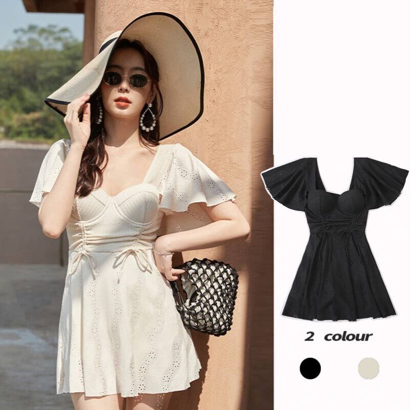 泳衣微胖女孩大码连体钢圈聚拢钢托胖妹妹裙式遮肉冬季泡温泉泳装