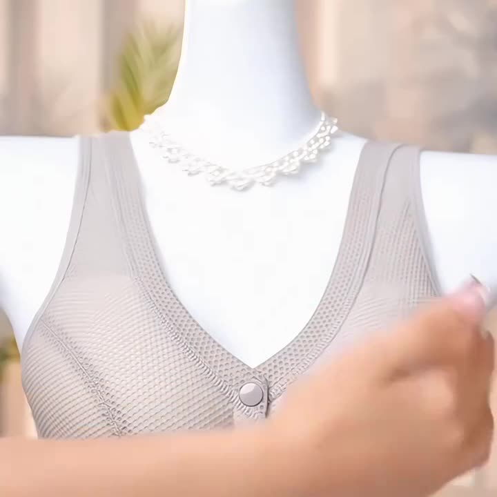妈妈内衣女前扣背心式大