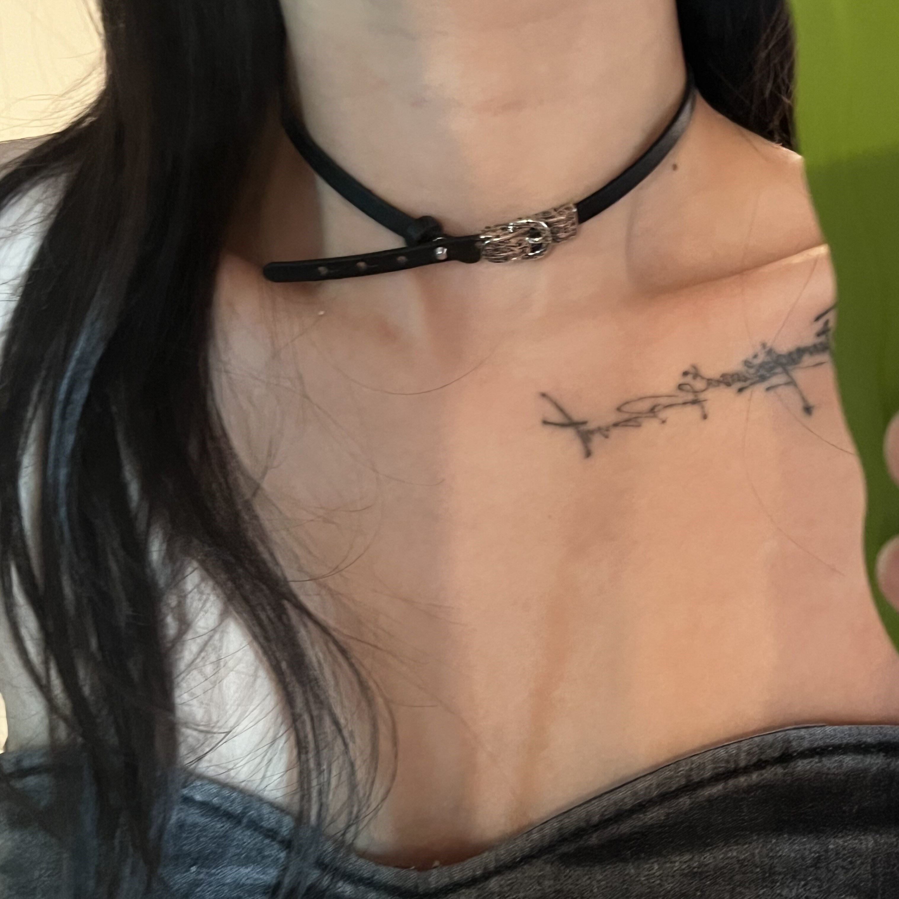 小众设计感黑色皮带扣choker日常百搭短款项圈极简颈环女