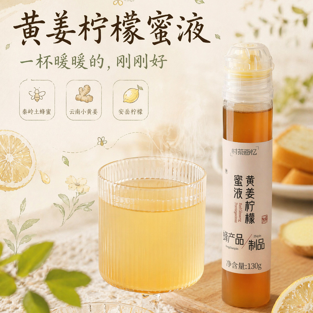小黄姜柠檬蜜液云南小黄姜粉柠檬汁土蜂蜜便携姜蜜茶冲饮果酱姜饮