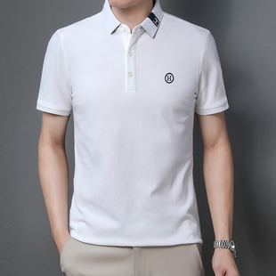 保罗专柜短袖polo衫男纯棉翻领条纹T恤商务休闲中年爸爸夏装衣服