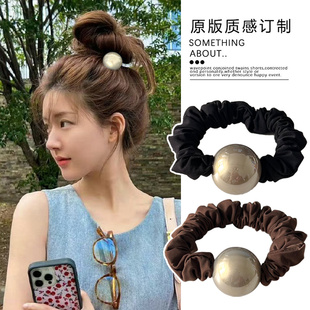 日韩简约大珍珠头绳扎丸子头发圈新款 高弹力皮筋头饰马尾发绳