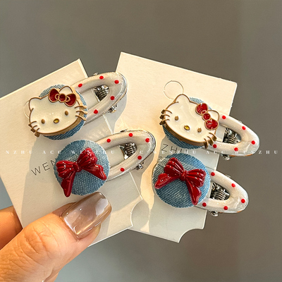 儿童猫咪波点发夹可爱小女孩碎发