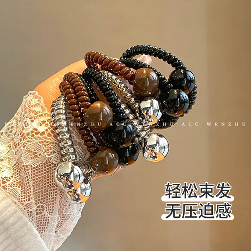 银色气质简约皮革发圈