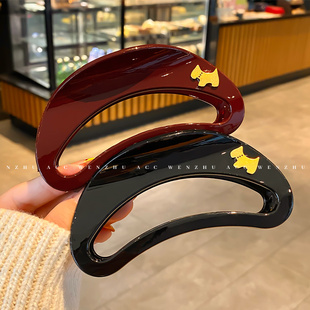 韩国高级感可爱小狗抓夹女2026新款 气质后脑勺发夹大号鲨鱼夹头饰