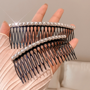 盘发插梳大号碎发整理神器女刘海发夹后脑勺发梳夏季 防滑发卡头饰