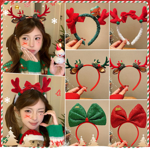 圣诞节氛围感红色发箍蝴蝶结发卡