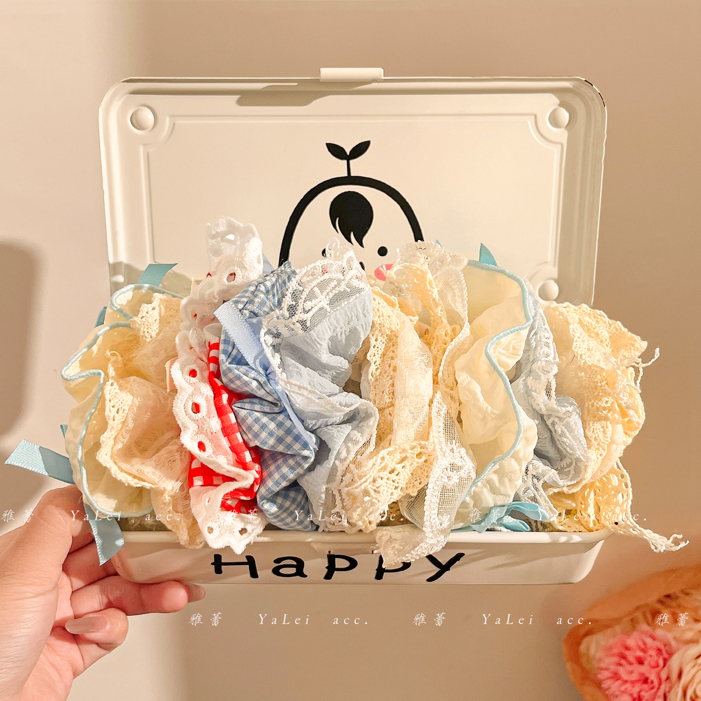 发量少法式蕾丝大肠发圈不勒头发