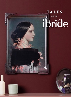 IBRIDE进口轻奢客厅玄关装饰画有故事的女人武则天壁画木托盘