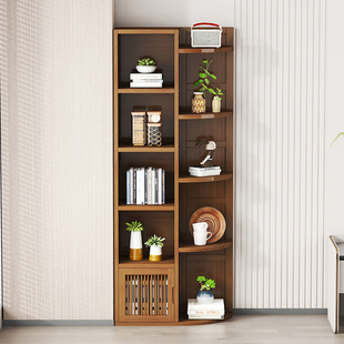 客厅角柜书架角落置物架三角书柜落地拐角置物柜厨房三角形边角柜