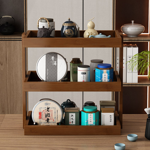 桌面博古架小型茶具茶叶置物架