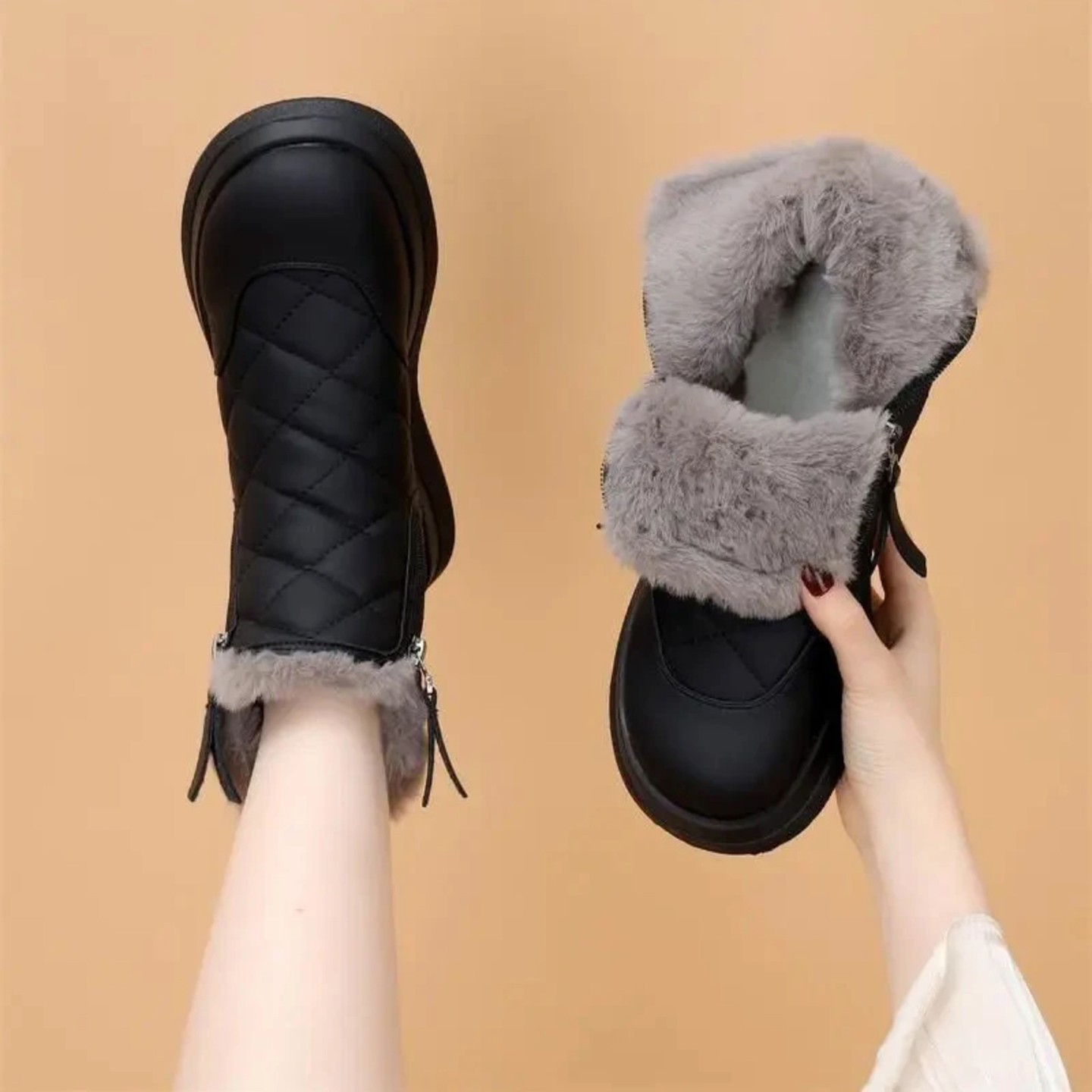 *玟若女鞋东北雪地靴冬季加绒加厚保暖大棉鞋女防水防滑时尚短a55