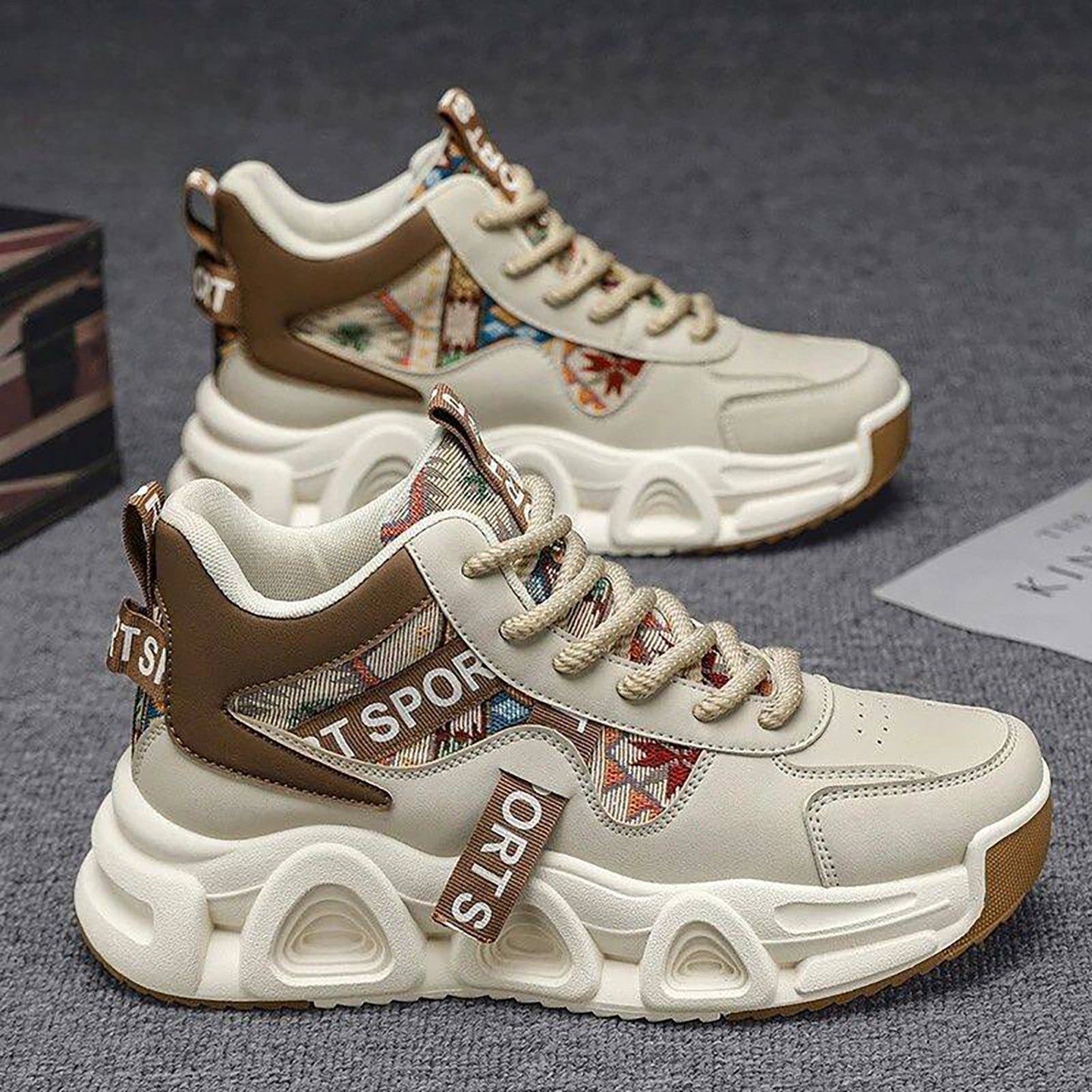 福建泉州品牌男鞋高帮高级感老爹鞋子休闲百搭跑步鞋本航运动a50