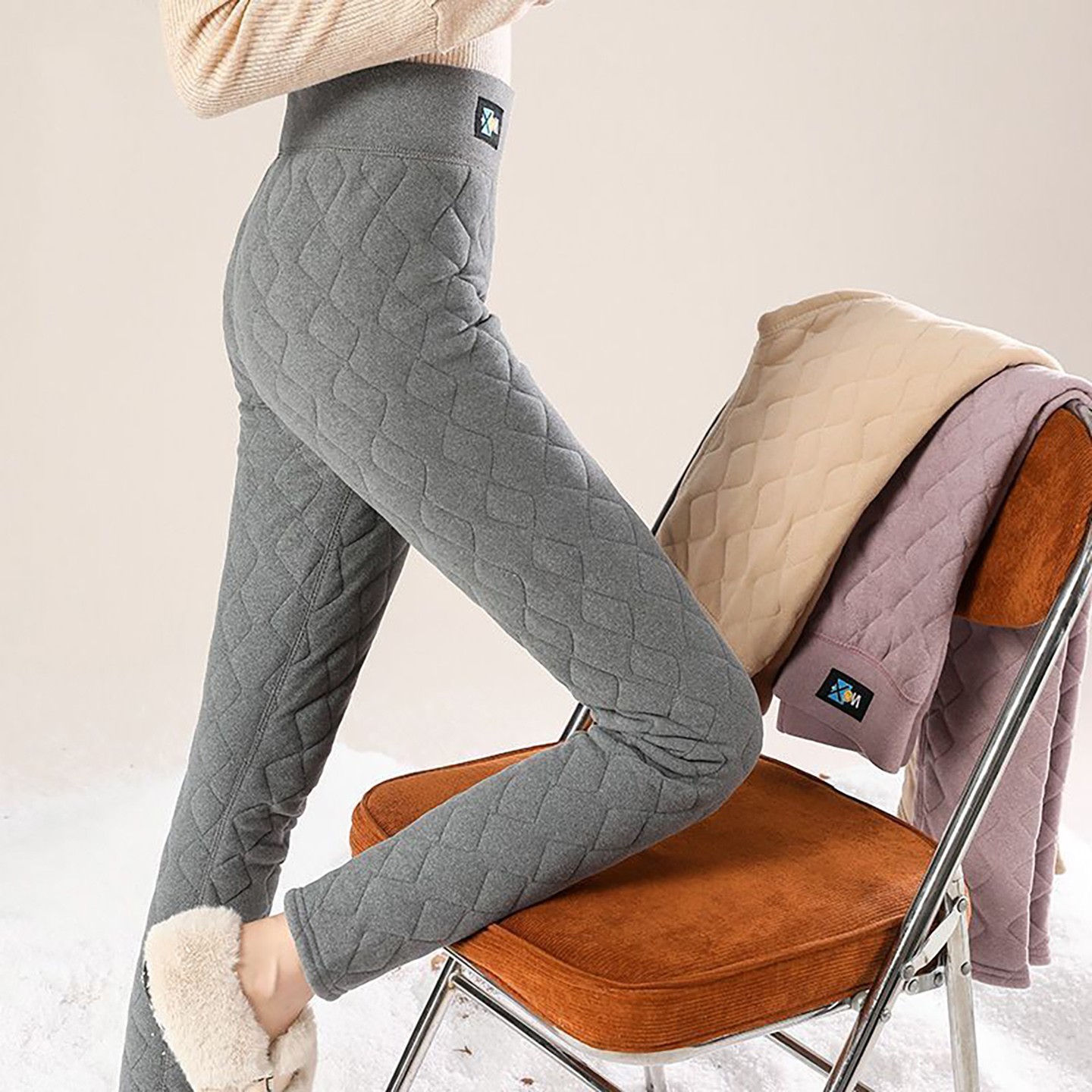 尚出女裤加绒加厚雪地裤冬季女士高腰收腹打底裤加肥保暖棉裤a68