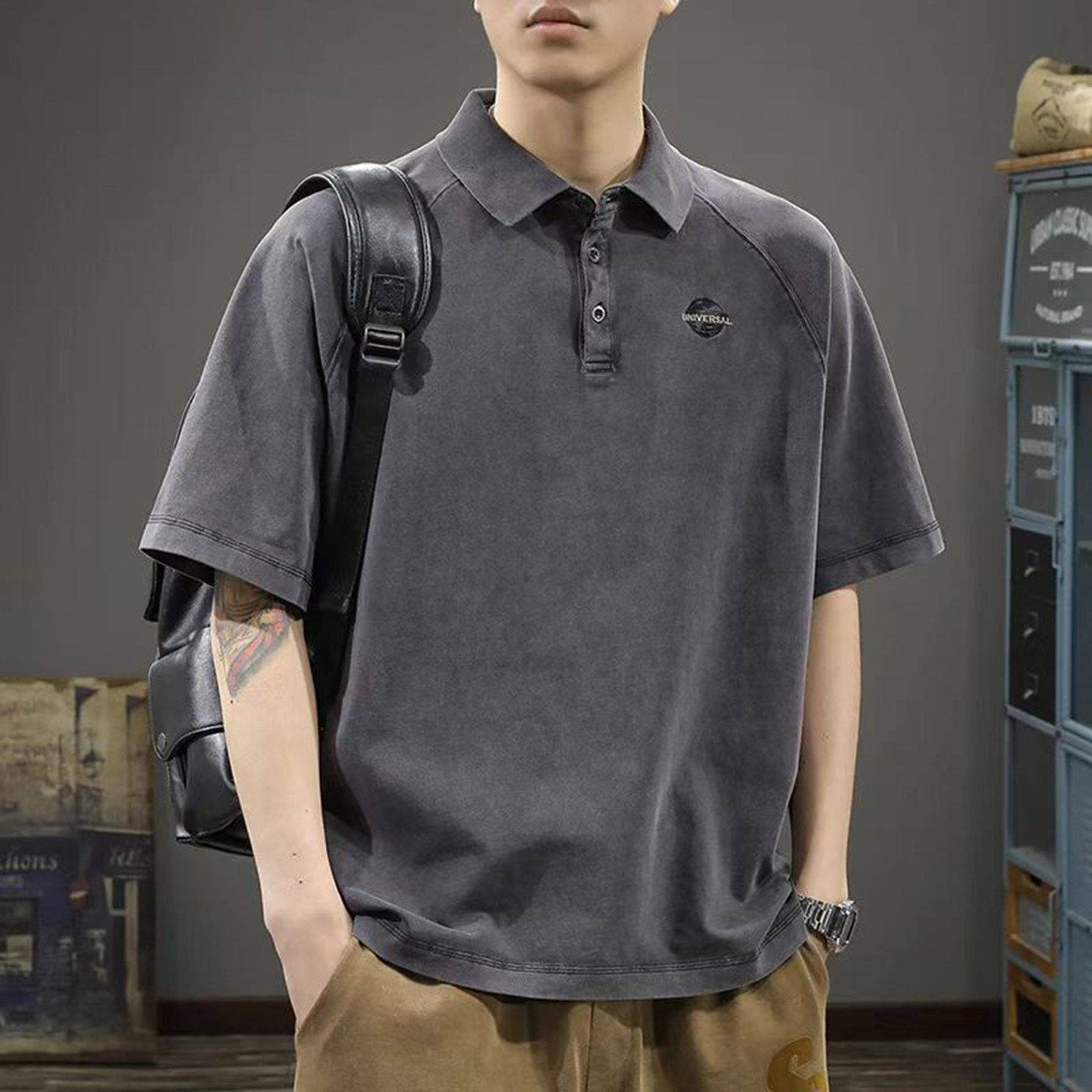 雪溪男装专柜店2026夏季男士刺绣纯棉短袖polo衫宽松大码休闲Ta8