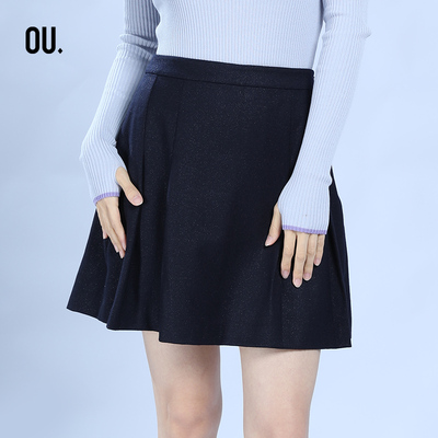 欧点百褶短裙进口羊毛呢